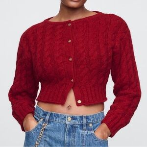 CULT GAIA X GAP COLLAB - red cropped cardigan - size small - only worn once !!!
